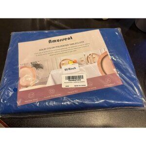 Amussent 60" Round Solid Color Polyester Tablecloth